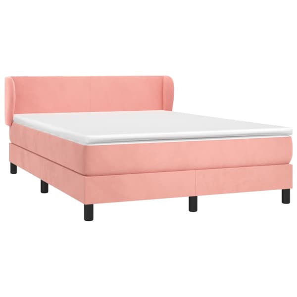 Ramsäng med madrass rosa 140x200 cm sammet