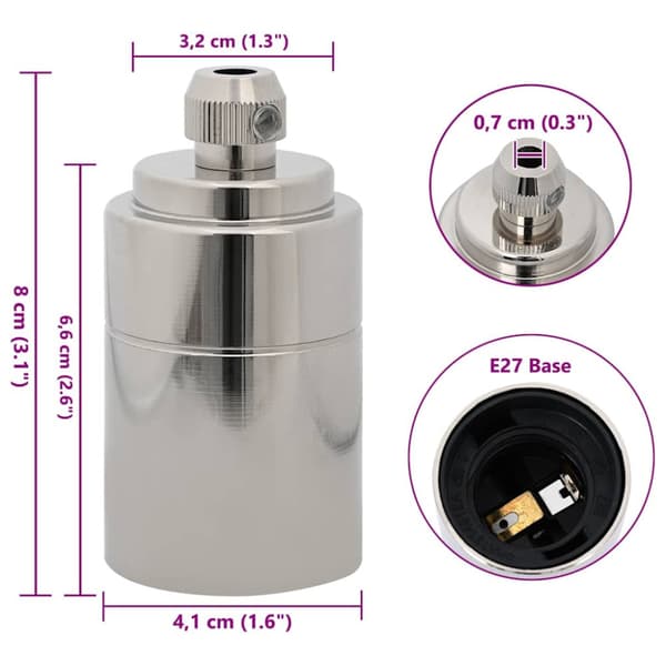 Lamphållare 2 st Satin Nickel E27