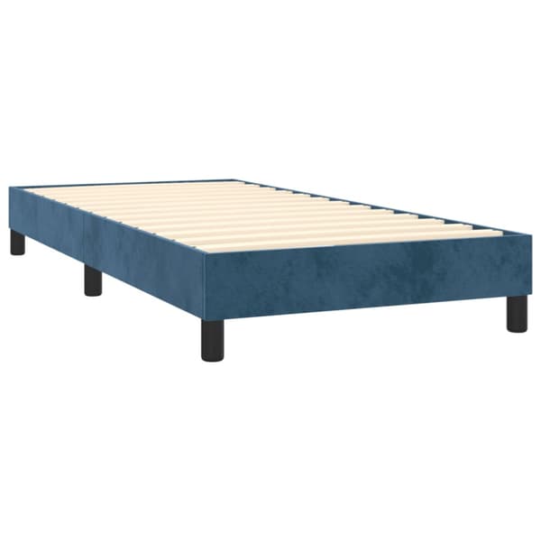 Ramsäng med madrass mörkblå 90x190 cm sammet