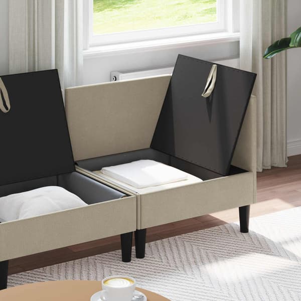 Möbelset för vardagsrummet 3 pcs Sand Tyg