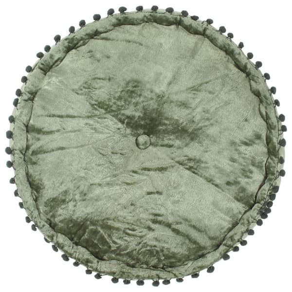Rund sammetspuff 40x20 cm grön