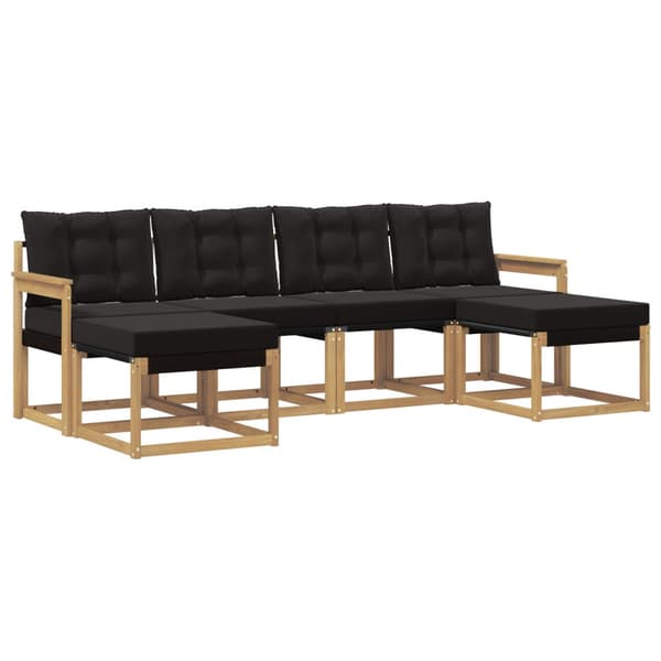 Utomhussoffset med kudde 6 pcs Vit och svart