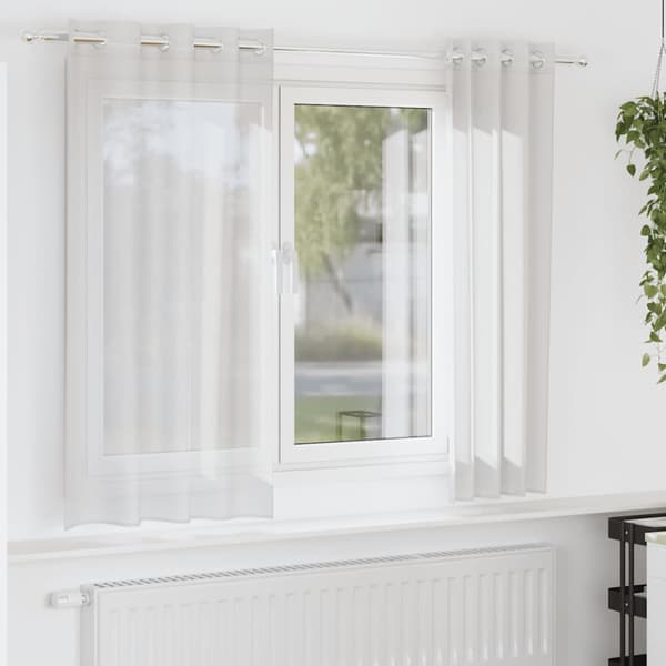 Voile gardiner med genomföringar 2 st vit