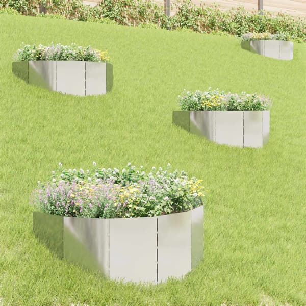 Kant för gräsmatta 4 pcs 100 x 45 cm Stål Silver