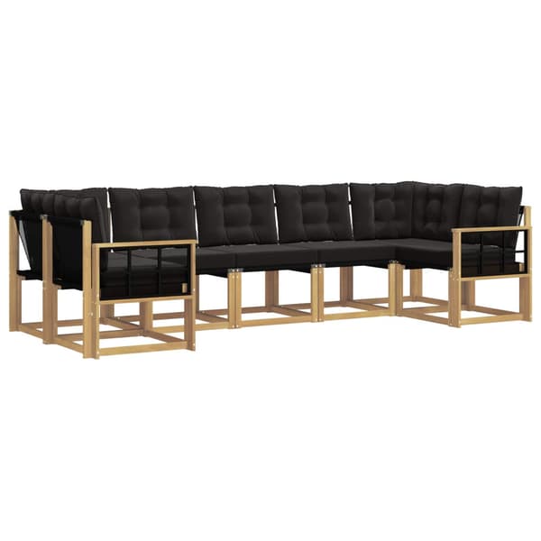 Utomhussoffset med kudde 7 pcs Vit och svart