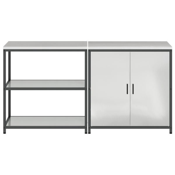 Köksförvaringsset med hylla 2 pcs Silver Galvaniserat Stål