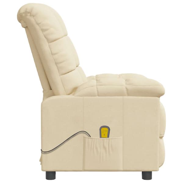Massagefåtölj gräddvit tyg