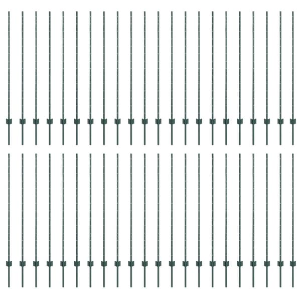 Stängselstolpe 44 pcs Grön 180 cm Stål