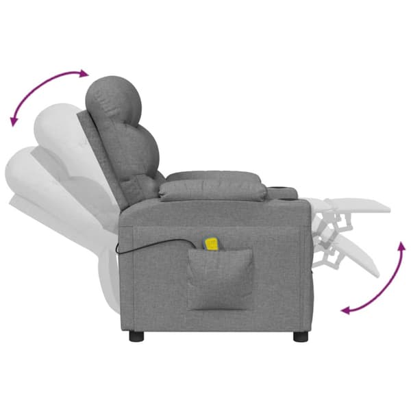 Massagefåtölj ljusgrå tyg