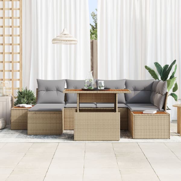 Trädgårdsoffset 7 pcs Beige och Grå