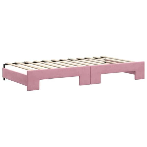 Dagbädd utdragbar och madrasser rosa 100x200 cm sammet
