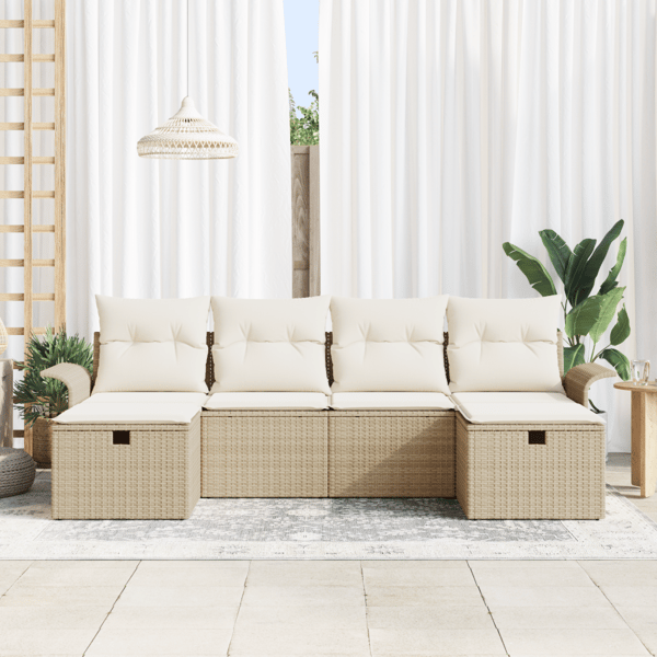 Trädgårdsoffset 6 st Poly rattan