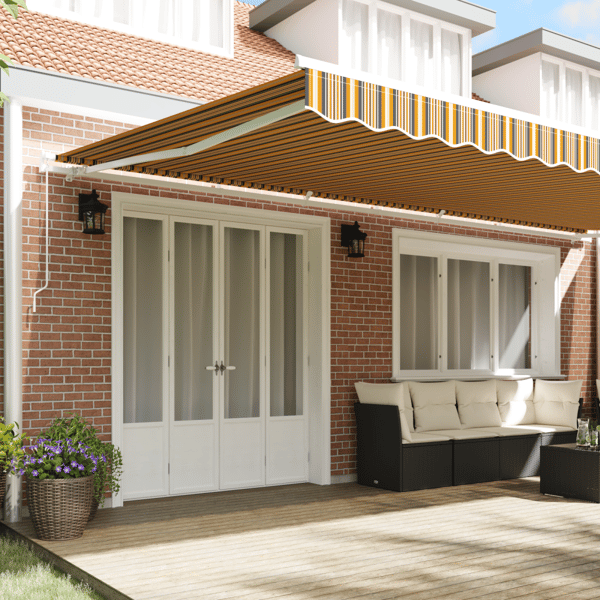 Utfällbar markis Flerfärgsdesign 600 × 300 cm