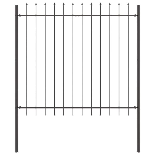 Trädgårdsstängsel 6 pcs Grå 10,2 x 1,5 m Pulverlackerad stål