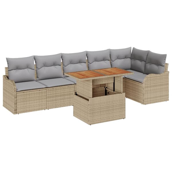 Trädgårdsoffset med kudde 7 pcs beige och ljusgrå