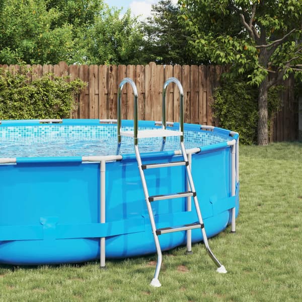 Stege för ovanmarkspool 100 cm 3-Step Rostfritt Stål 304 Silver