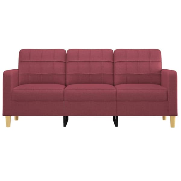 3-sitssoffa vinröd 180 cm tyg