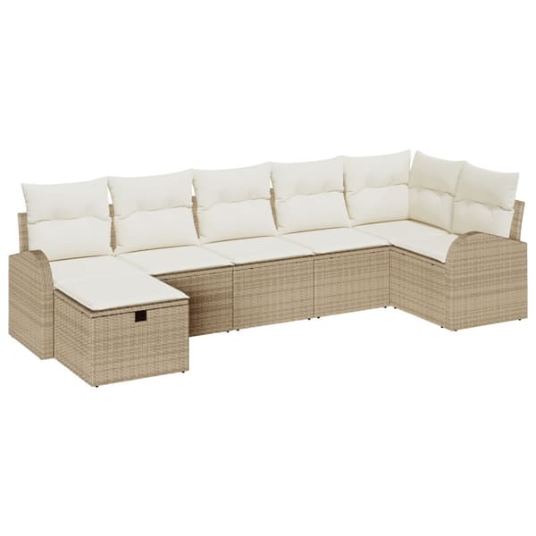 Soffset med kudde Beige och gräddfärgad konstrotting