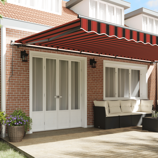 Utfällbar markis orange och brun 600 × 350 cm