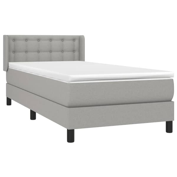 Ramsäng med madrass ljusgrå 100x200 cm tyg