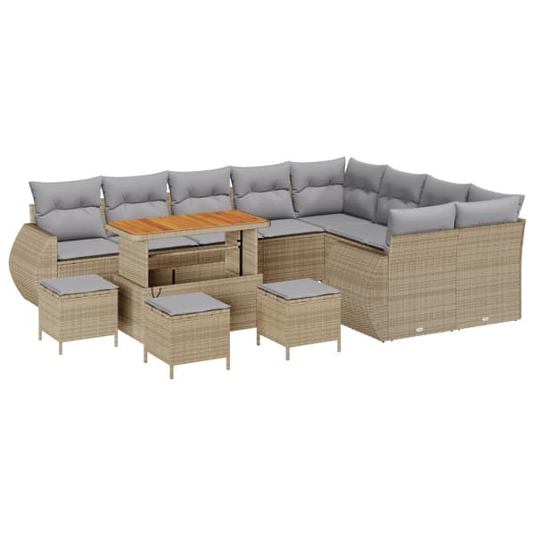 Trädgårdsoffset 13 pcs Beige konstrotting