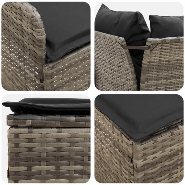 Möbelset med kudde 8 pcs Grå och mörkgrå PE Rattan