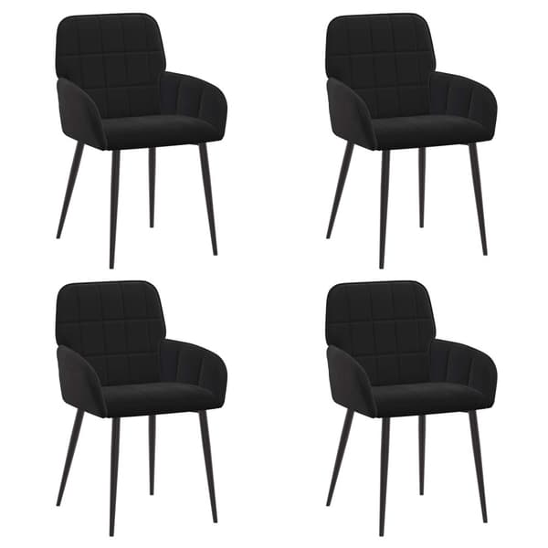 Matstolar 4 pcs Sammet Svart 57 x 50 x 85 cm