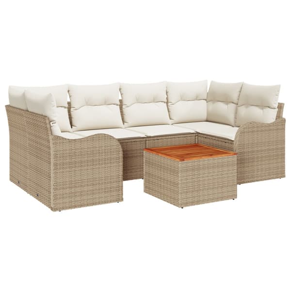 Trädgårdsoffset 7 pcs Beige och gräddfärgad konstrotting