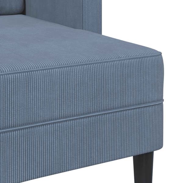2-sitssoffa med schäslong L-formad blå 125 cm linne
