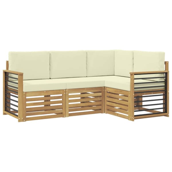 Soffgrupper med kudde 4 pcs Vit och grädde Polyester