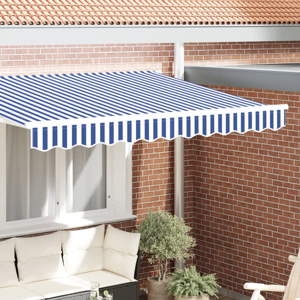 Markisvalance Blå och Vit 580 x 20 cm Kanvas