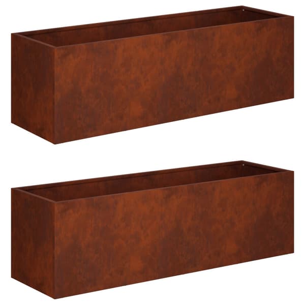 Trädgårdsplanterare 2 st Rostig 80 x 30 x 30 cm