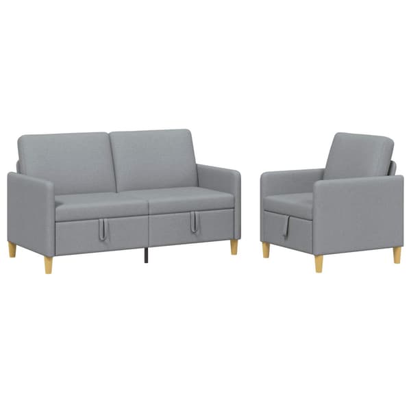 Soffgrupp med förvaring 2 pcs Ljusgrå Polyester