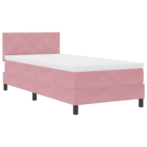 Bäddfjäder med huvudgavel Rosa 90 x 190 cm Sammet