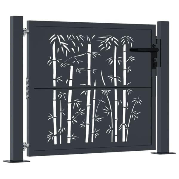 Trädgårdsgrind antracit 100x75 cm stål bambu design