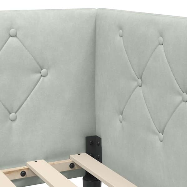 Hörn Sängram Ljusgrå 80 x 200 cm Sammet