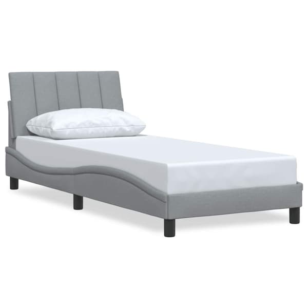 Bed Frame without Mattress "Hanko" Light Grey 80x200 cm Fabric