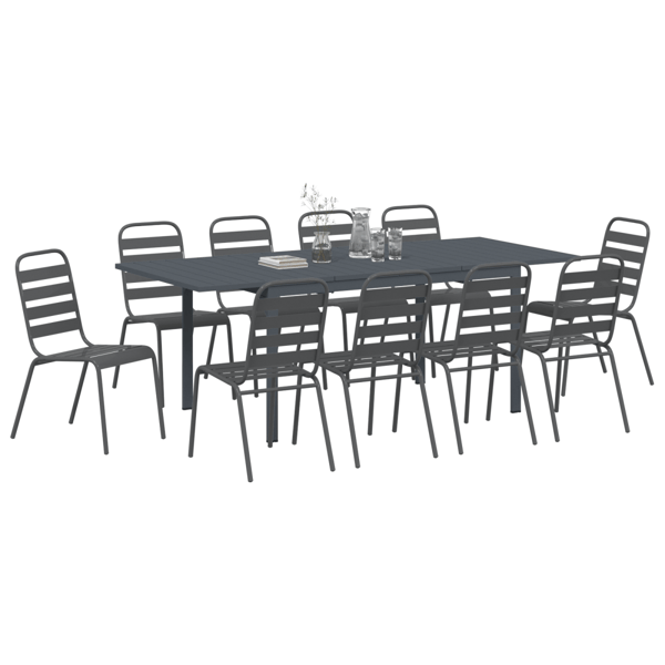 Trädgårdsmöbelset 11 pcs Antracit Pulverlackerad stål