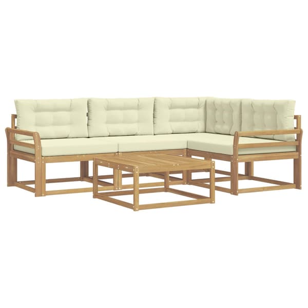 Utomhussoffset 5 pcs Vit och grädde 79 x 79 x 37 cm Polyester