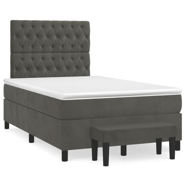 Ramsäng med madrass mörkgrå 120x190 cm sammet