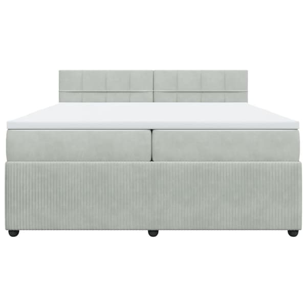 Ramsäng med madrass ljusgrå 200x200 cm sammet