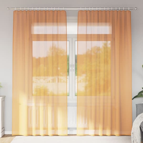 Voile gardiner med stångfickor 2 st orange