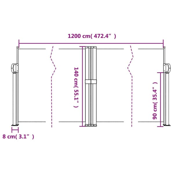 Infällbar sidomarkis terrakotta 140x1200 cm