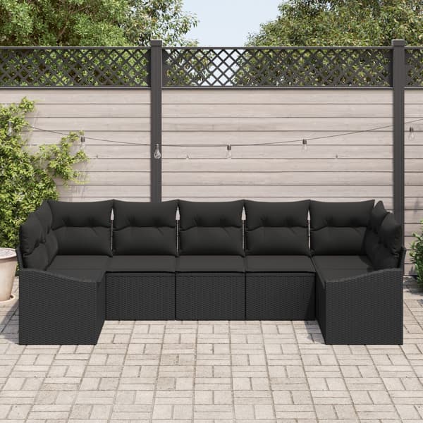 Soffset med kudde 7 pcs Svart konstrotting