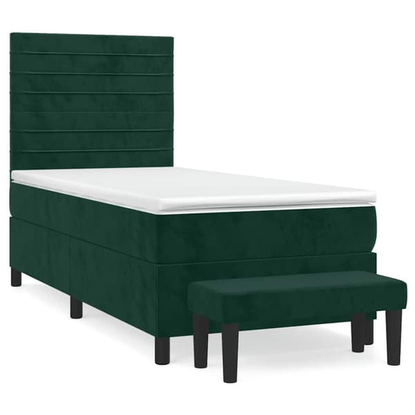 Ramsäng med madrass mörkgrön 90x190 cm sammet