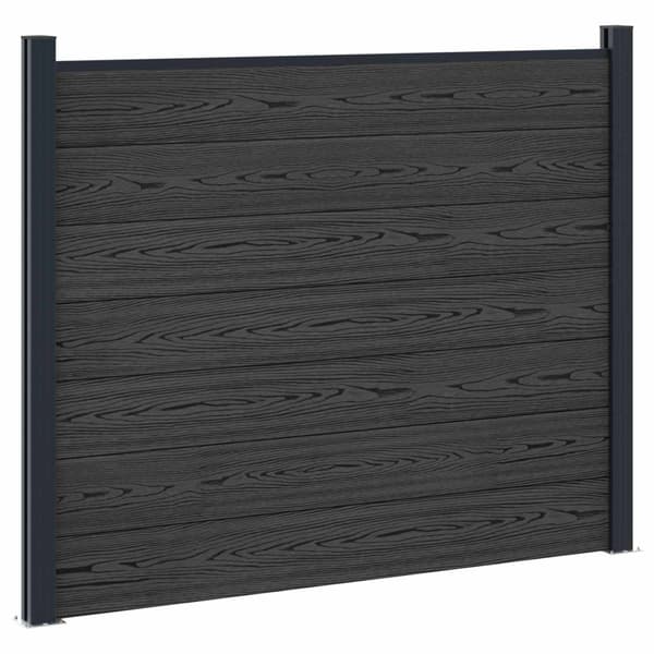 Stängselpanel 3 pcs WPC och aluminium Svart