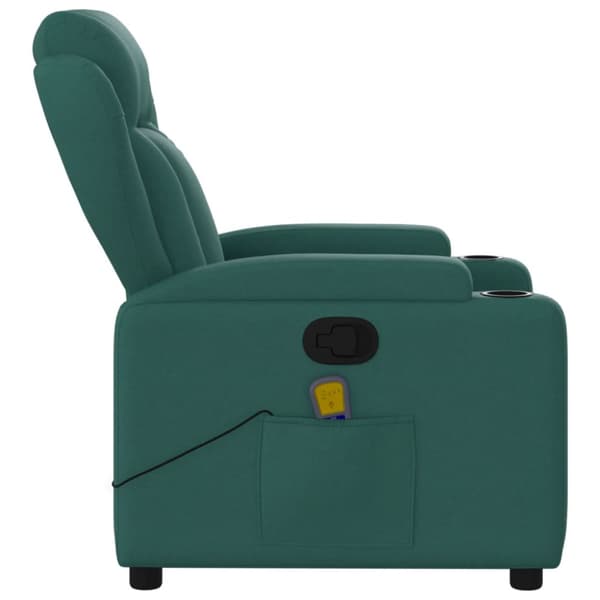 Massagefåtölj mörkgrön tyg