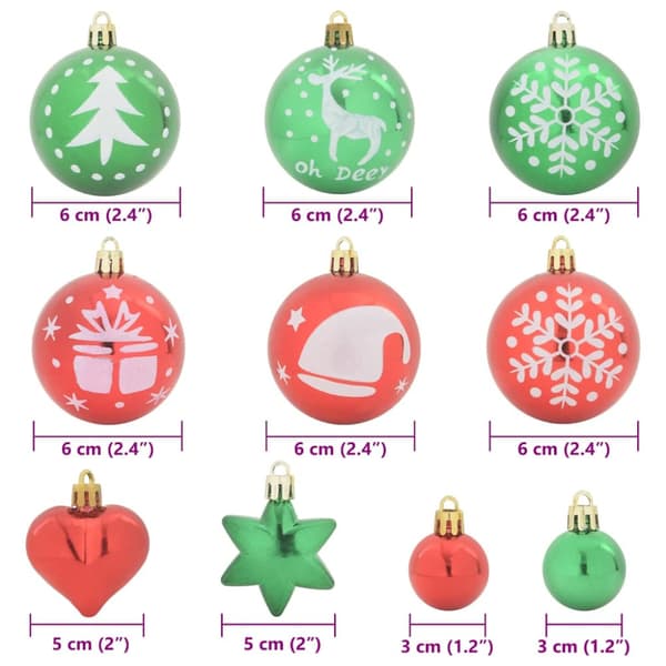 Julprydnad Set 40 pcs Röd och grön Plast