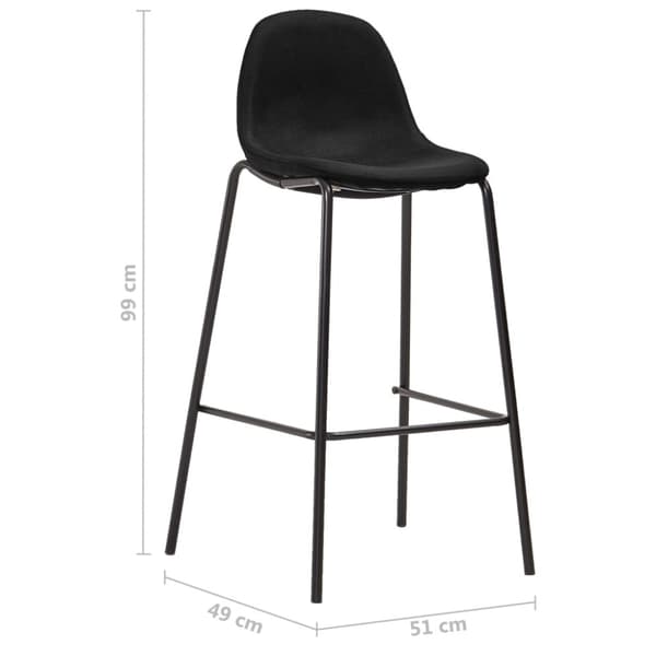 Barstolar 6 st svart tyg