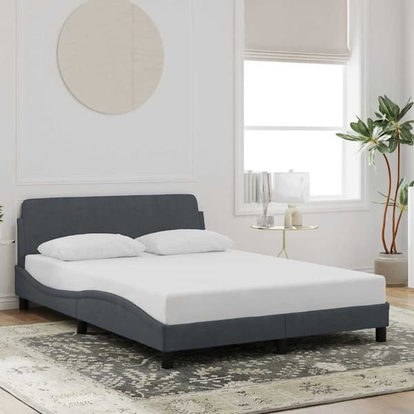 Bed Frame "Dover" Dark Grey 137x190 cm Velvet